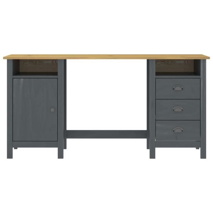 VidaXL Bureau Hill Range Gris 150x50x74 cm Bois de pin solide