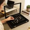 Leather Jewelry Box With Glass Cover For Necklaces Rings Earrings Bracelets Storage