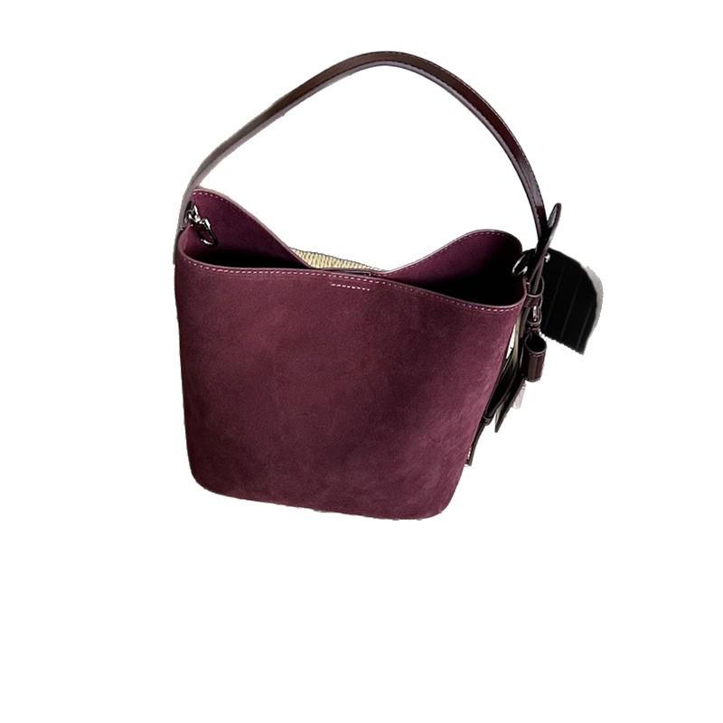 Vintage Wildleder Wildleder Premium Pendler Beuteltasche, mattes Rindsleder Große Kapazität Tragbare Schultertasche Damen Tasche