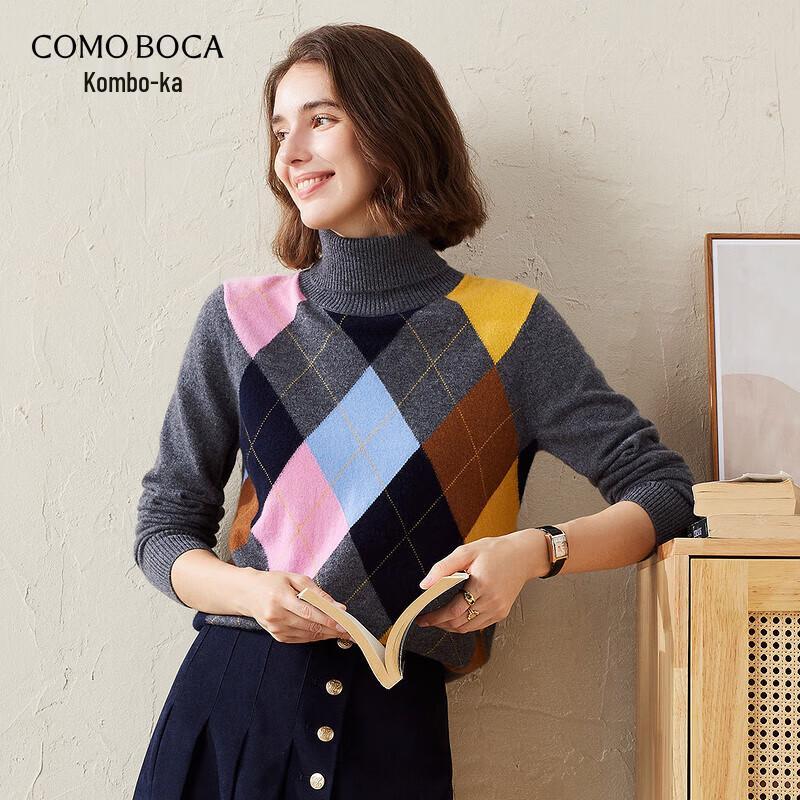 

Komomboka Women s Diamond Argyle Cashmere Turtleneck Sweater M