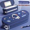 Kaba Bear Double-Layer Astronaut Pencil Case: Waterproof, Dirt-Resistant, Large Capacity, Cute Cartoon Style for Boys.