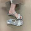 Celebrity rhinestone with open-toed sandals women's fashion temperament one-word drag sexy beautiful cool slippers