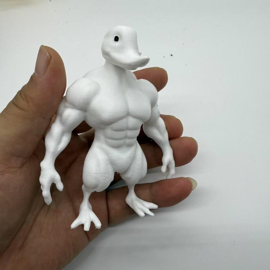 

Cute Animal Muscle Duck Statue 3D Printed Duck Sculpture Novelty Desktop Ornament Multi-Functional Indoor And Outdoor Decoration