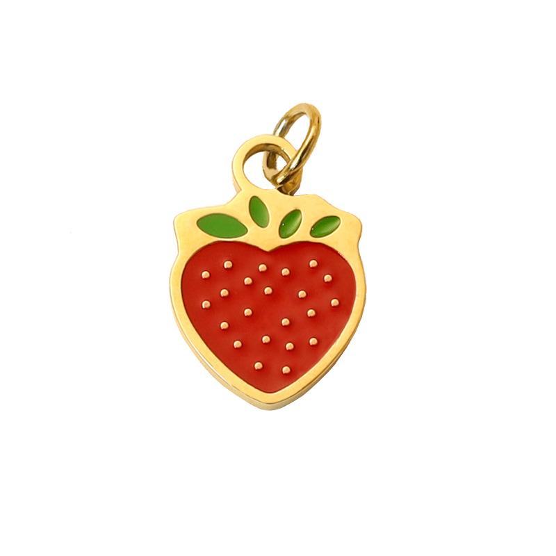 Summer On The New National Tide Does Not Fade Niche Dripping Oil Colored Strawberry Necklace Accessories Diy Design Pendant Women