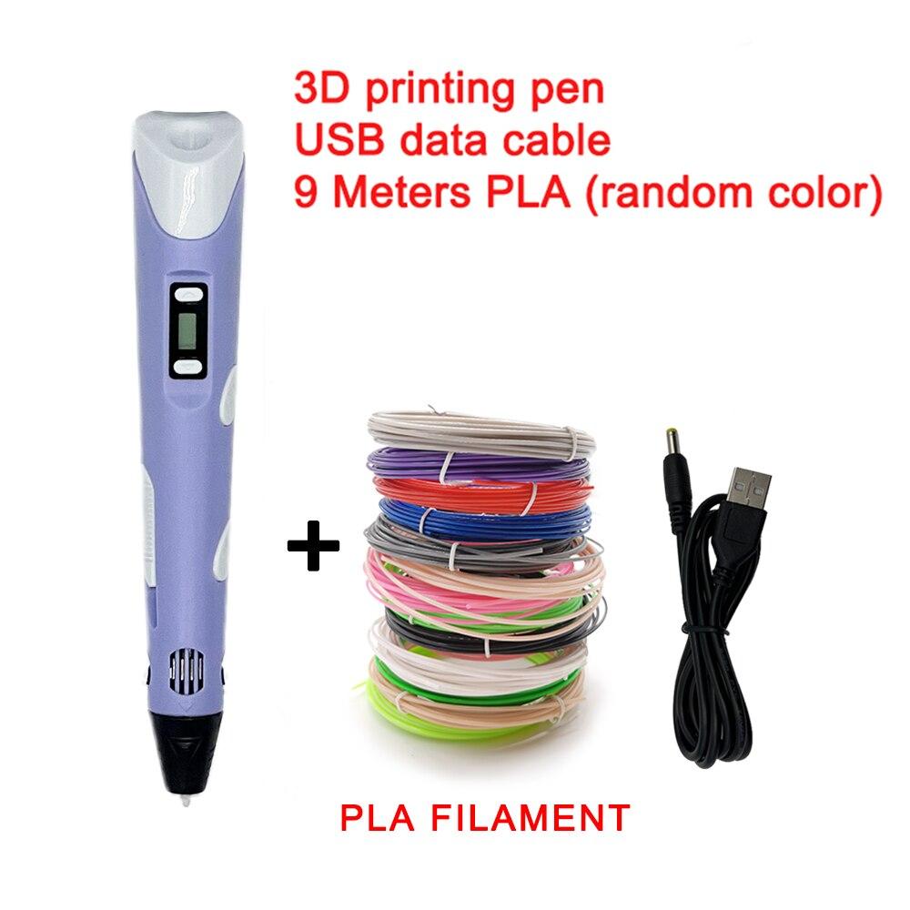 USB 3D Druck Stift DIY Zeichnung 9M PLA Filament Dreidimensionale Graffiti Spielzeug Kunst Werkzeuge Für Kinder Geburtstag Weihnachten geschenk