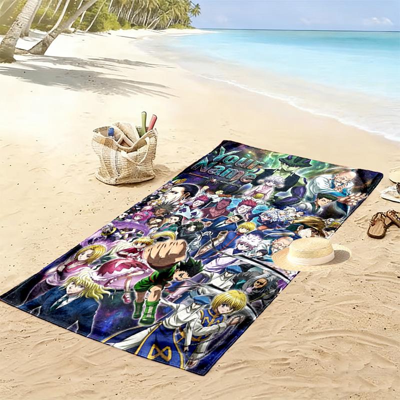 Name Custom Anime Hunter x Hunter Print Beach Towel, Large Soft Quick Dry Towel for Beach Camping Swimming