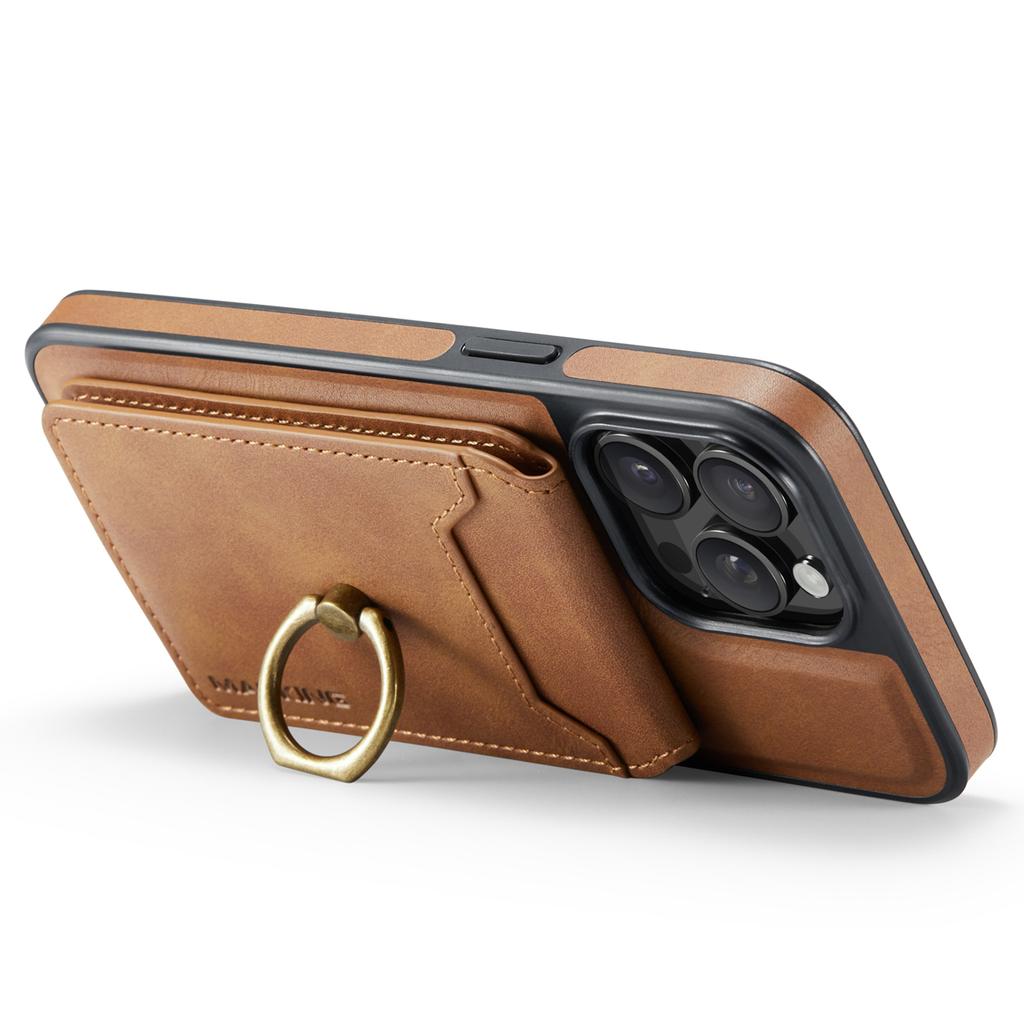 MAGKING K1 Serie Für iPhone 14 Pro Max Magnetische Hülle PC+TPU+PU Handyhülle mit Kartenhalter Ständer