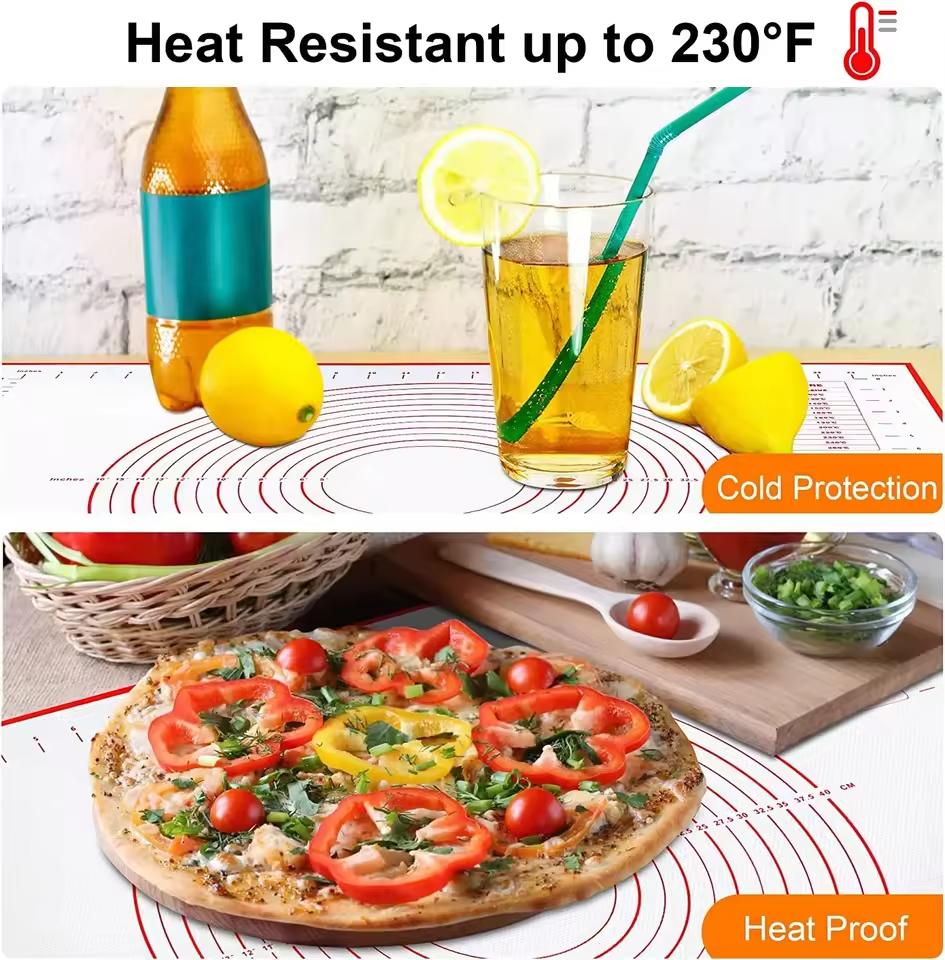 Silicone Baking Pastry Mat Non Slip Nonstick Rolling Kneading Pad With Measurements Kitchen Pizza Dough Cooking Maker Bakeware
