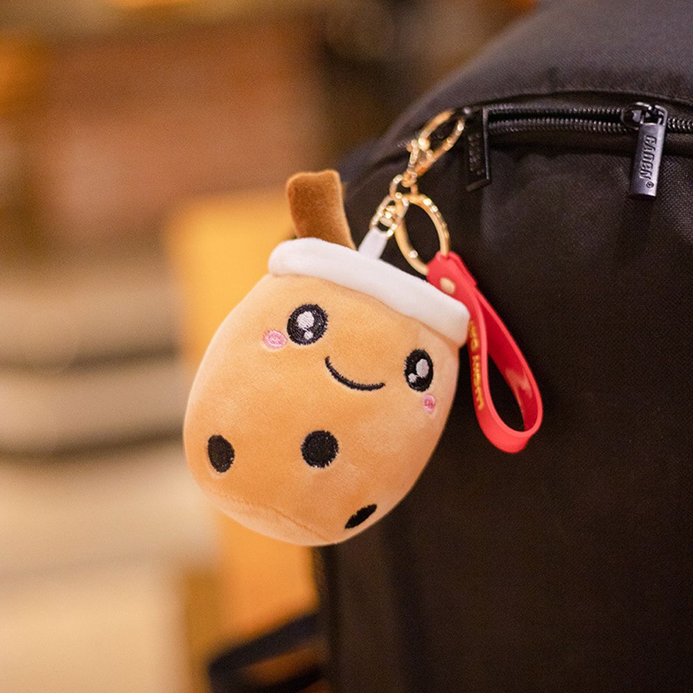 Design Children Plush Toy Pendant Bubble Milk Tea Keychain Car Key Ring Ornaments Women Key Chain