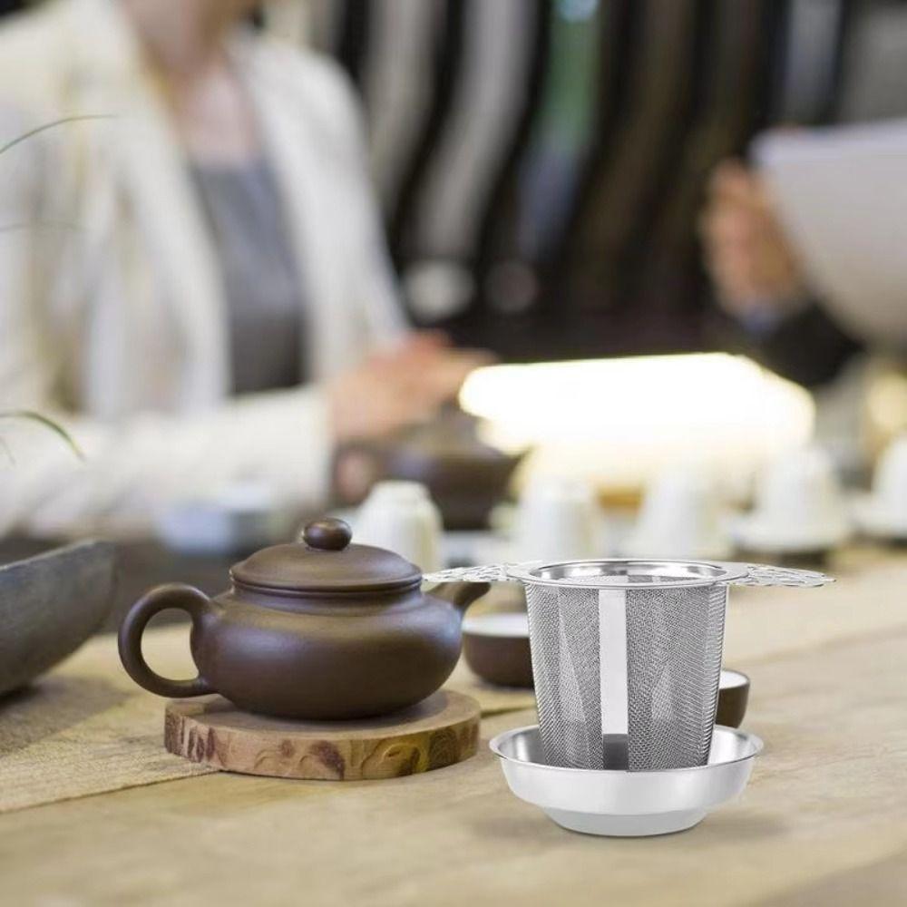 Stainless Steel Double Ear Tea Infuser Double-layer Coffee Filter Sieve Tea Strainers  Kitchen Tool