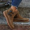 Large size suede short boots for women's autumn and winter new fashion flat-bottomed buckle Martin boots for women