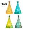 Shimmering Holiday Desktop Decor Glowing Christmas Tree Night Light, Mini Lighted with Star, Indoor for Desk Atmosphere Faux Crystal Tabletop