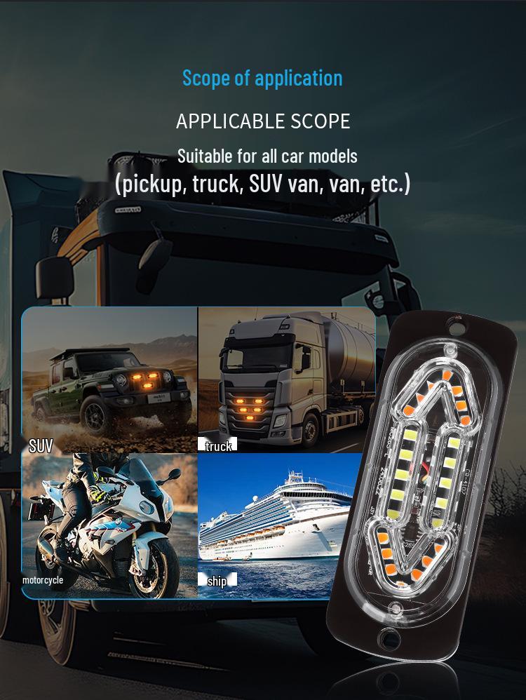 DXZ Ultra-thin 20 LED Truck Side Marker Strobe Lights, DC12-24V Warning Signal Flashing Lights