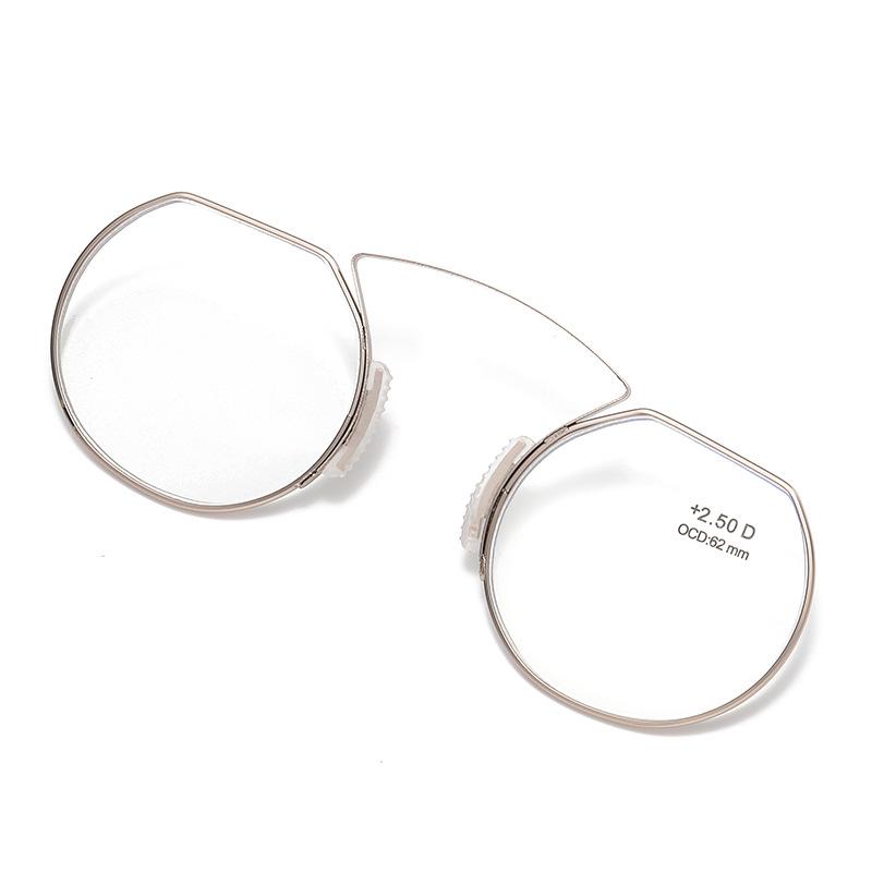 

Очки для пресбиопии Нос Мужские очки для чтения Клипса на нос Нержавеющая сталь Очки с защитой от синего света Женские Очки без дужек от потери +2 +3.00 золотой