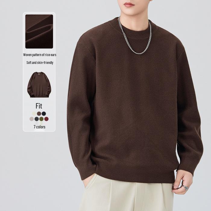 Shanggu Men’s High-End Loose Fashion Round Neck Sweater - Light Luxury and Versatile