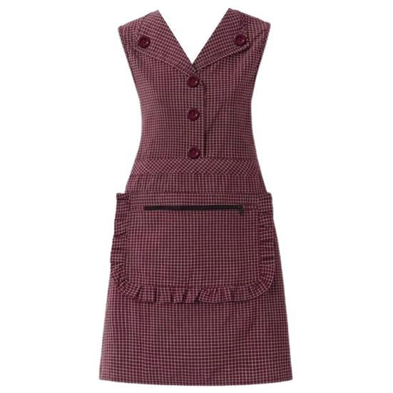 Cooking Apron Sleeveless Oil-proof Zipper Pocket Western Style Lapel Plaid Pattern Cotton Apron Waistcoat Housework Workwear Daily Use