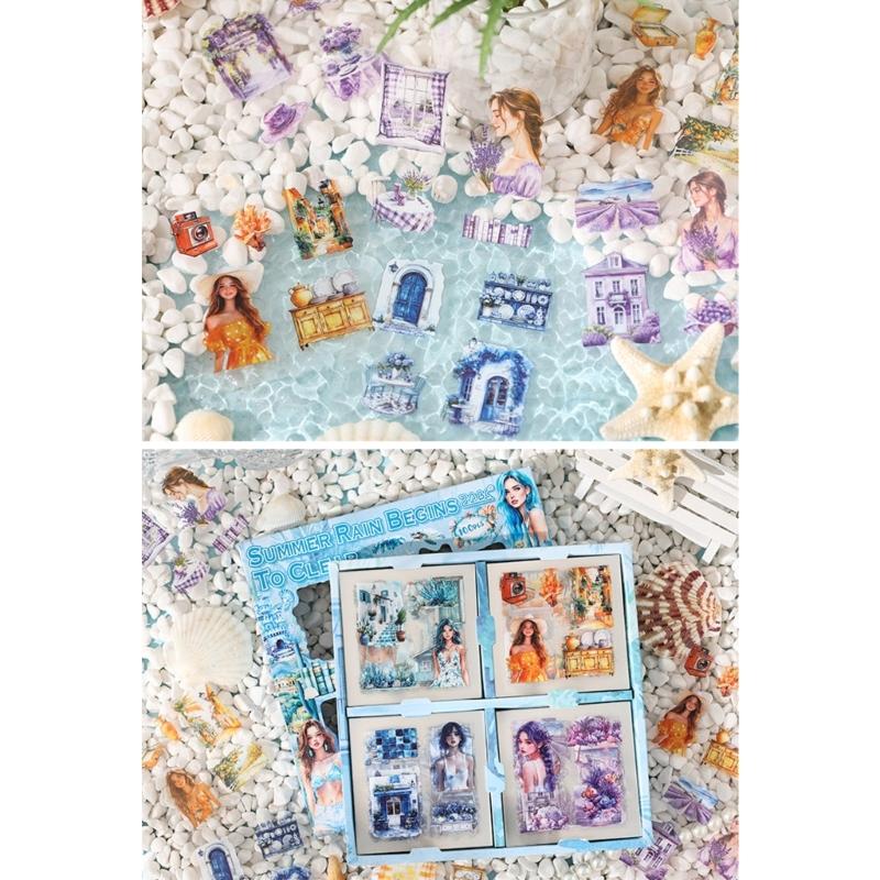 Seasonal Flower PET Sticker Aesthetic Sticker for Scrapbooking Notebook Journal Water Bottle Laptop Skateboard Packaging