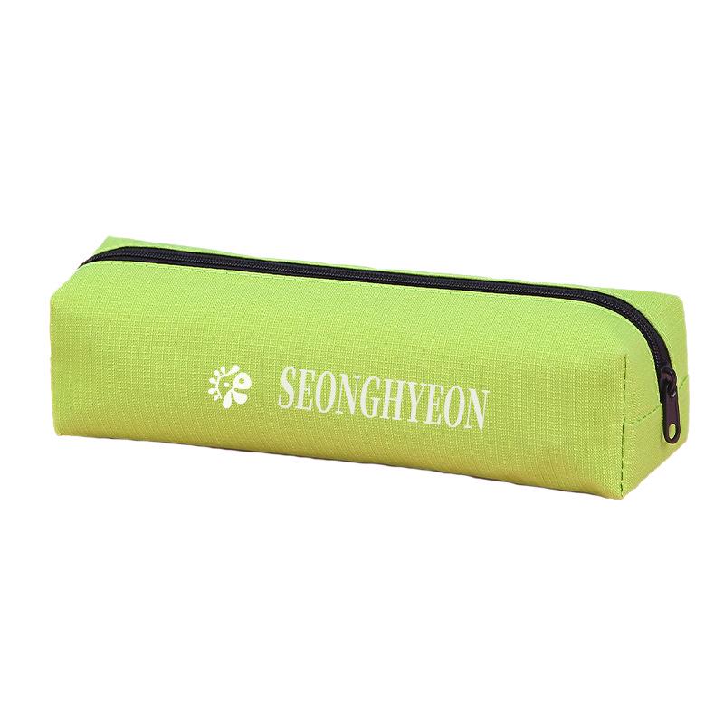 CORTIS Green Canvas Pencil Case – Logo Design, 22cm Simple Zip Student Stationery Bag