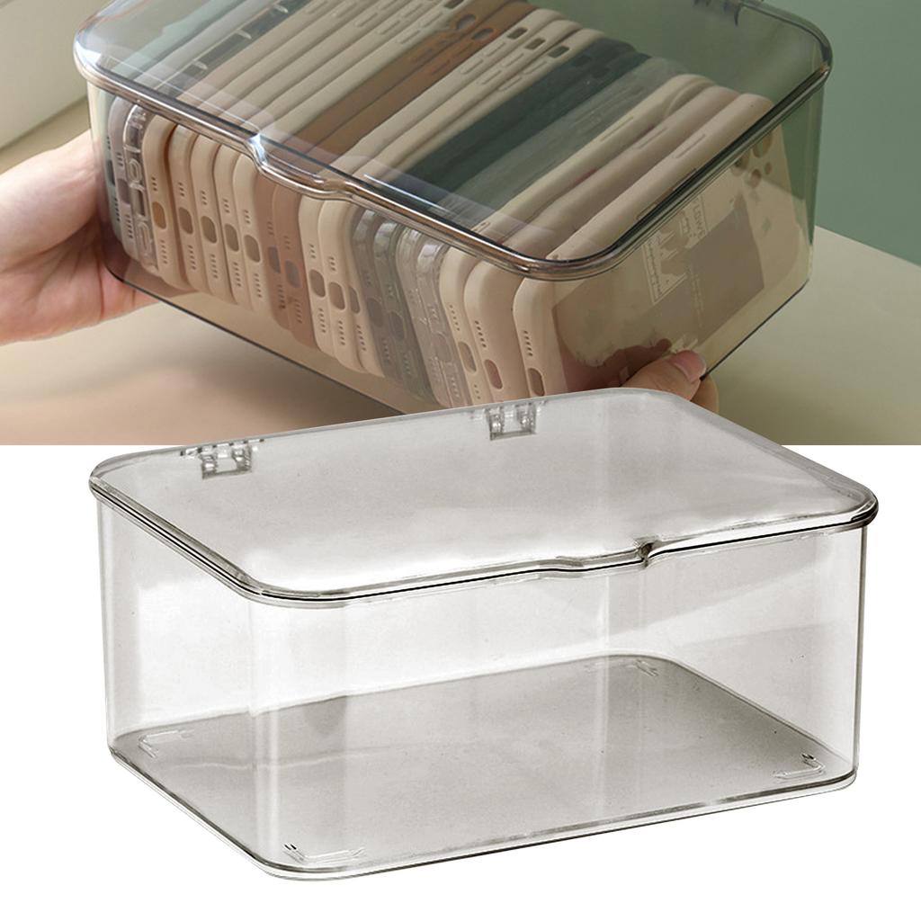Desk Storage Box Plastic Large Capacity Dustproof Multi Functional Phone Case Storage Holder with