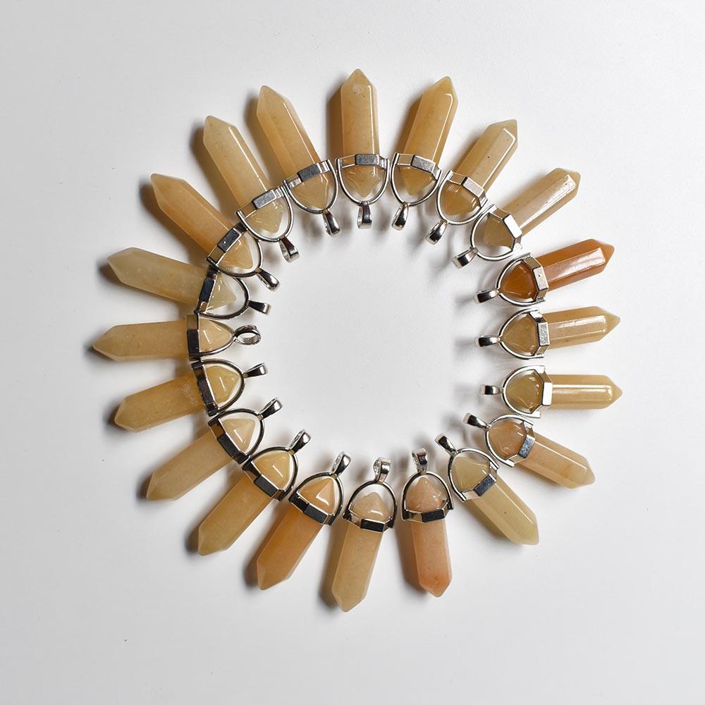 24pcs/lot Fashion quality assorted natural stone mixed pillar charms chakra Pendants & necklaces for making free
