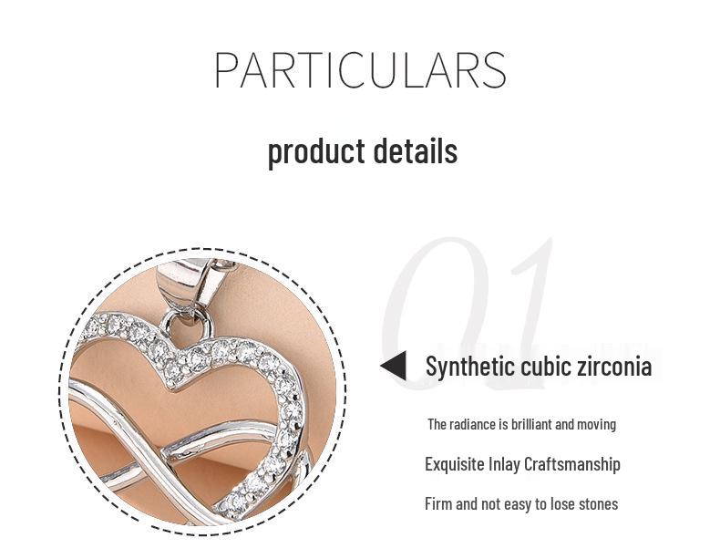 925 Sterling Silver Heart-Shaped Infinity Necklace - Women's European & American Fashion Clavicle Chain