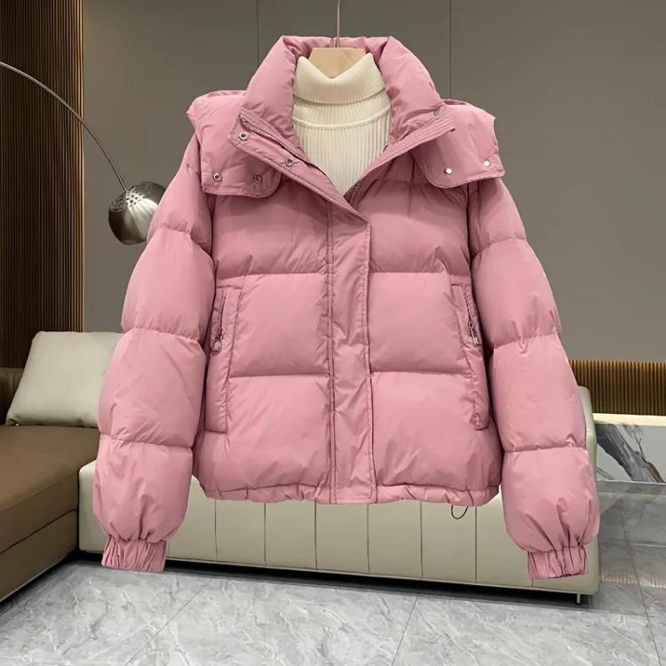 

Women Cotton Padded Jacket Korean Winter Hooded Parka Casual Short Coat Female Ladies Top Thicken Warm Autumn Down Cotton S розовый