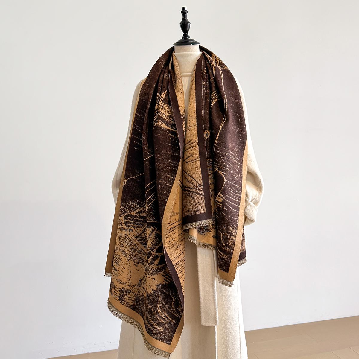 

Роскошный кашемировый шарф с принтом для женщин Зимний теплый платок-шаль Бандана Пашмина Женский Фуляр Одеяло Модный аксессуар