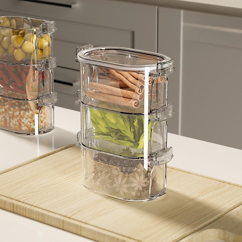 Household Kitchen Spice Storage Box Pepper Seasoning Jar Food Grade Seasoning Packaging Box Plastic Material Kitchen Organizer