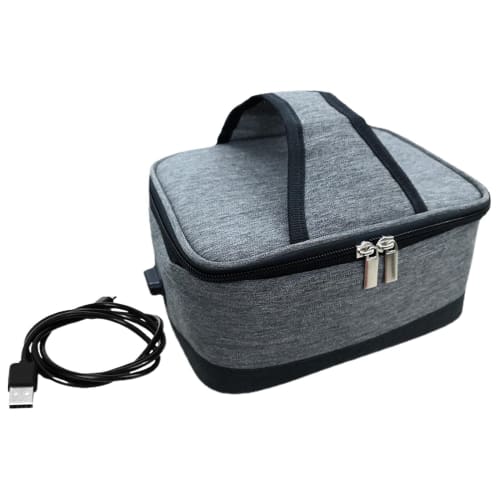 Fenteer USB Lunchbox Heater Insulated Bag with Zipper, Meal Reheating Food Warmer for Travel, Office, Cooking, Picnics, Camping, Gray