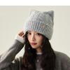 Cartoon Cat Ears Thick Knitted Hat Women's Bow Wool Hat Warm Hat