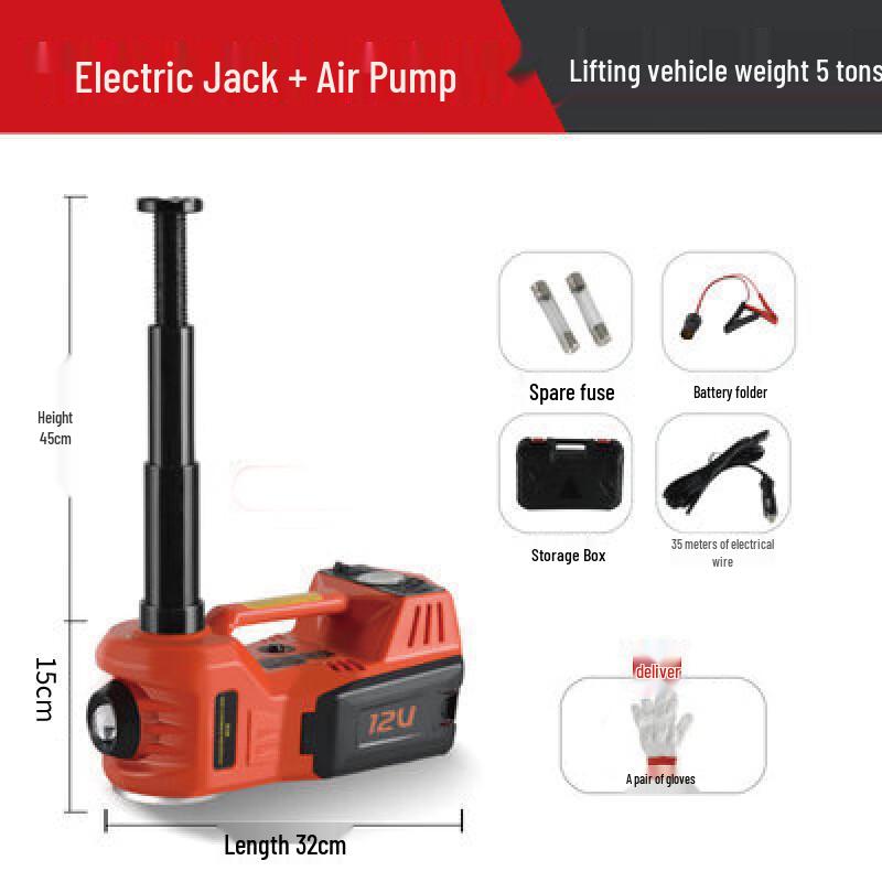 Beiyou 12V 5-Ton Electric Hydraulic Car Jack with Air Pump and Light CN plug (adapter included)