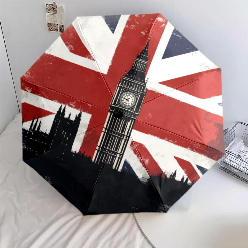 

Узор «Юнион Джек», автоматический складной зонт, портативная и складная конструкция, 8 спиц, рождественский или день рождения подарок.