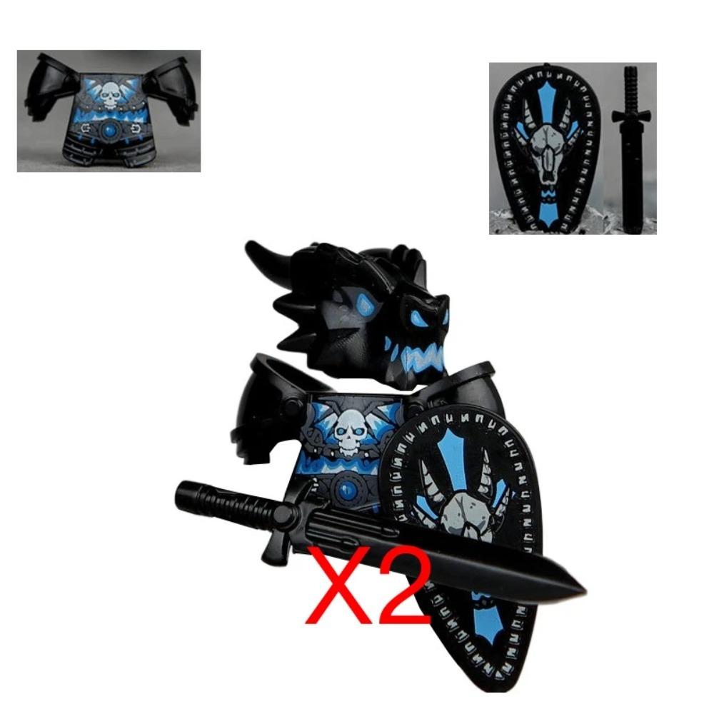 Mittelalterliche Burgsoldaten Actionfiguren Baustein Drache Anime Ritter Zubehör Kriegspferd Miliz Helm Schild Spielzeug Geschenk B15