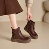 Autumn and winter new leather short boots women's flat-bottomed casual British style Martin boots soft-soled versatile fashion round boots women