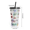 Color-Changing Water Bottle Portable Travel Mug Football Flag Water Drinking Cup with Straw & Lid Plastic-Tumblers