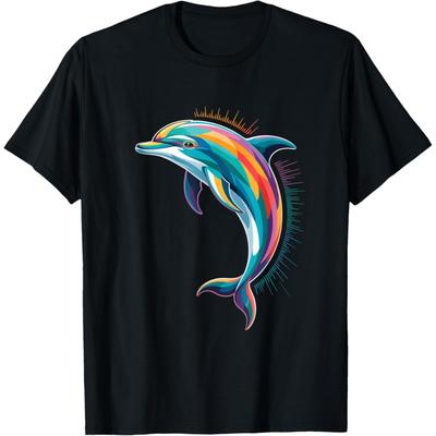 Camiseta Arte de Delfín Geométrico Espíritu Visionario Tótem del Océano(4)