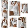 Sexy Deep V Evening Party Sleeveless Backless Dress Summer Short Halter Women Tight Club Mini Dress Clubwear Partywear