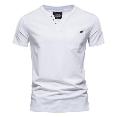 T-shirts décontractés en coton pour hommes, couleur unie, t-shirt classique à col en V pour hommes, été, haute qualité, manches courtes, hauts, t-shirts pour hommes