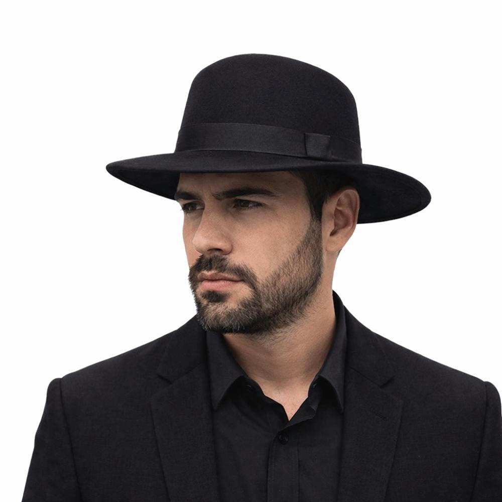 Solid Color Men's Felt Hat British Style Women Jazz Hat Trendy Woolen Flat Top Hat  Winter