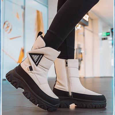 Women's Winter Fur One Thickened Padded Waterproof Comfortable Warm Anti-cold Lightweight Hiking Waterproof Anti-slip Thick Sole Snow Boots
