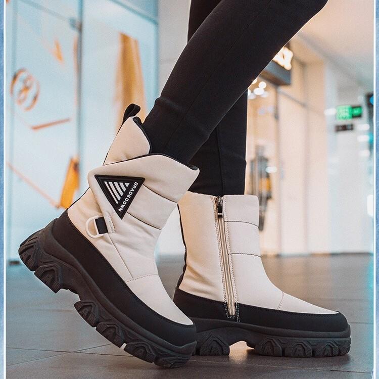 Women's Winter Fur One Thickened Padded Waterproof Comfortable Warm Anti-cold Lightweight Hiking Waterproof Anti-slip Thick Sole Snow Boots