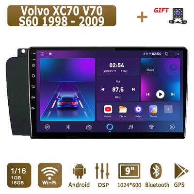 Radio de coche Android para Volvo XC70 V70 S60 1998 - 2009 Reproductor multimedia Unidad principal Estéreo Navegación GPS BT WIFI 1+16 GB