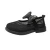 Girls Hollow Sandals with Bow-knot Round-toe Non-slip Children Princess Shoes Air Mesh Kids Half Sandals Breathable 2024 New