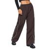 Womens Stretch Waist Casual Wide Leg Pants With Cuffed Hem Loose Fit Streetwear Trousers