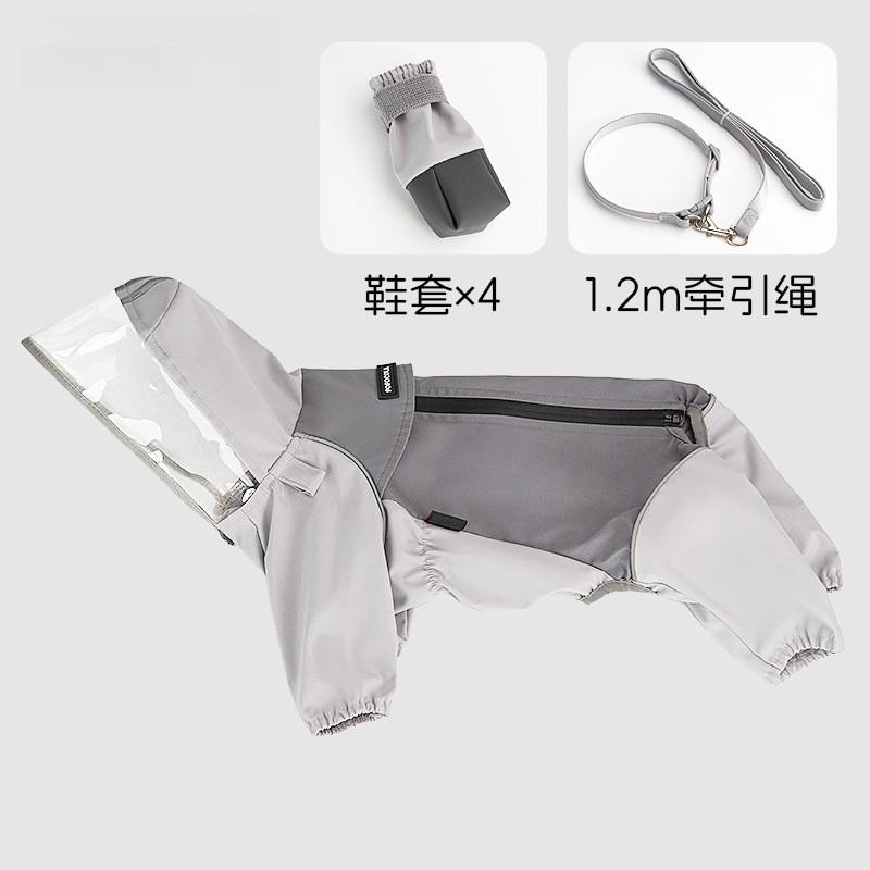 Full Coverage 4-Leg Dog Raincoat Waterproof Pet Rainwear Small Breeds Bichon Poodle With Detachable Booties Leash