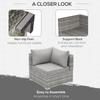 Outdoor PE Rattan Corner Sofa, Garden Wicker Furniture Single Sofa Chair W/ Cushions, Light Grey