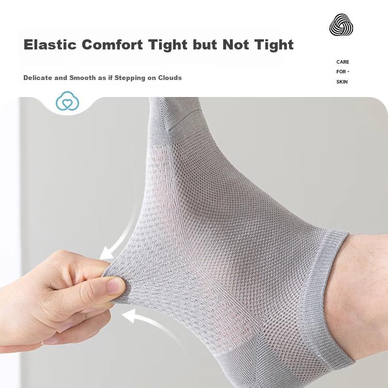 Mengtejiao Men's Summer Thin Socks, 100% Pure Cotton, Mugwort Deodorant Short Socks, Breathable Mesh Casual Sports Socks for Summer