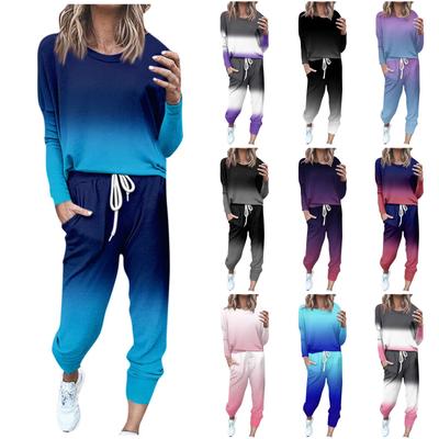 Sets For Women 2 Piece  Round Neck Long Sleeve Shirts Drawstring Sweatpants Pocket  Sets