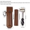 Schneckenbohrer Vierflügelige Stützbohrer Mit PU-Lederetui Outdoor Camping Survival Schlagwerkzeug Manueller Lochmacher