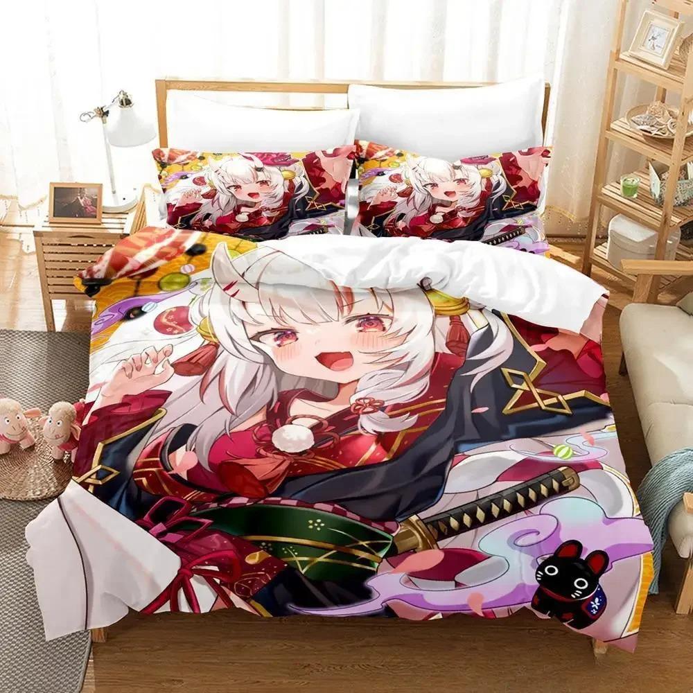 Kawaii Nakiri Ayame Bedding Set Single Twin Full Queen King Size Bed Set Adult Kid Bedroom Duvet cover Sets 3D Print Anime Bed